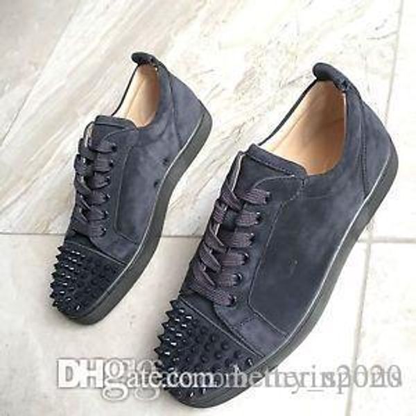 factory wholesale price good quality red bottom low sneakers suede stuff rivets ,luxury men's red sole spiked trainers black grey green
factory wholesale price good quality red bottom low sneakers suede stuff rivets ,luxury men's red sole spiked trainers black grey green