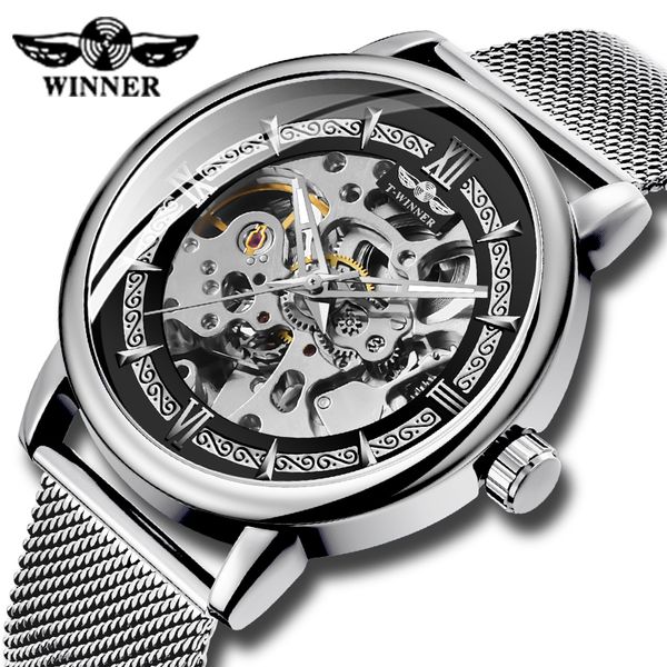 winner classic mechanical men watch silver skeleton analog mesh steel band mens wristwatches clock for man, Slivery;brown
winner classic mechanical men watch silver skeleton analog mesh steel band mens wristwatches clock for man, Slivery;brown