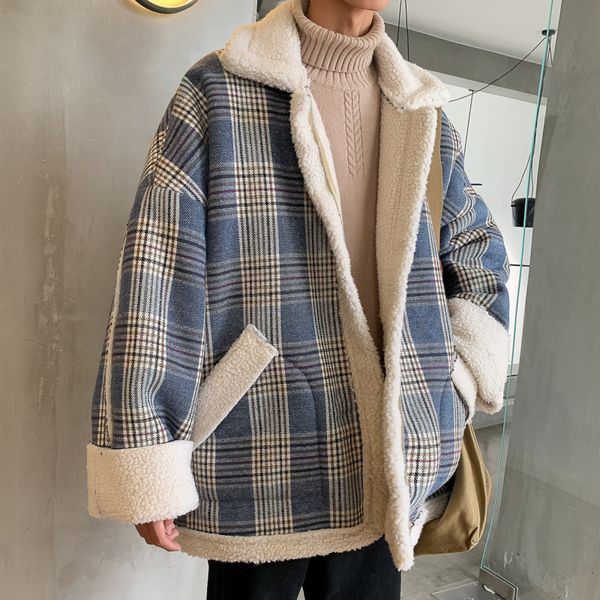 winter jacket men's warm fashion parka men retro plaid woolen coat mens streetwear loose thick lambskin jacket male clothes, Black
winter jacket men's warm fashion parka men retro plaid woolen coat mens streetwear loose thick lambskin jacket male clothes, Black