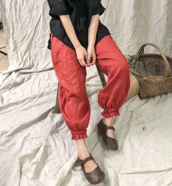 literary retro pure linen flower bud pants elastic waist loose casual nine points pants female summer, Black;white
literary retro pure linen flower bud pants elastic waist loose casual nine points pants female summer, Black;white