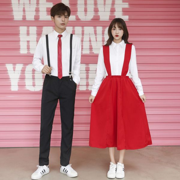women dress suit set preppy style school costume uniform students girls shirt a-line skirt, White
women dress suit set preppy style school costume uniform students girls shirt a-line skirt, White