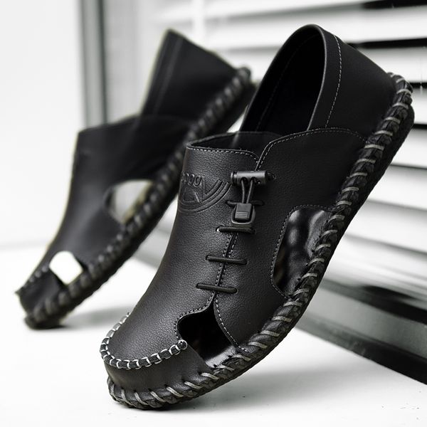 2019 new summer fashion platform men shoes flat heels handmade genuine leather mens leisure sandals mans sewing outside shoes, Black
2019 new summer fashion platform men shoes flat heels handmade genuine leather mens leisure sandals mans sewing outside shoes, Black