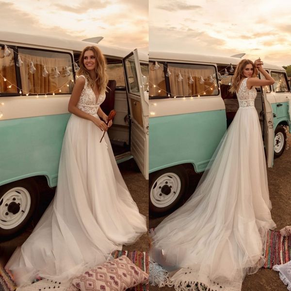 2020 boho wedding dresses v neck a line lace appliques beach bridal gowns sweep train custom made bohemian wedding dress plus size, White
2020 boho wedding dresses v neck a line lace appliques beach bridal gowns sweep train custom made bohemian wedding dress plus size, White