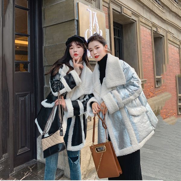2019new women silver jacket winter lambswool fur - down jackets fashion glossy stand collar cotton coat women korean outerwear, Black
2019new women silver jacket winter lambswool fur - down jackets fashion glossy stand collar cotton coat women korean outerwear, Black