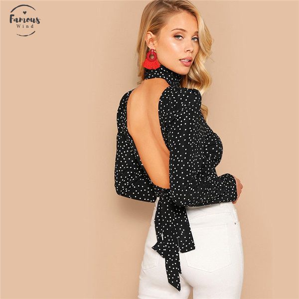 bow knot open back polka dot print crop blouse short sleeve spring high women neck backless bloues ladies, White
bow knot open back polka dot print crop blouse short sleeve spring high women neck backless bloues ladies, White