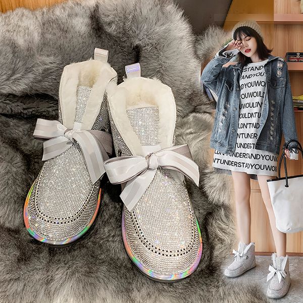 cute creative design shiny rhinestone bows new women boots winter outdoor warm plush shoes low heels round head ankle boot, Black
cute creative design shiny rhinestone bows new women boots winter outdoor warm plush shoes low heels round head ankle boot, Black