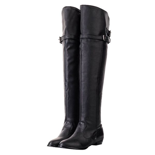 fashion leather women's snow boots long boots knight 2019 round head high belt buckle flat warm winter, Black
fashion leather women's snow boots long boots knight 2019 round head high belt buckle flat warm winter, Black