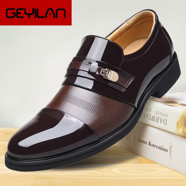 2018 new men oxford shoes fashion pu leather lace-up business men shoes dress flats big size 39-48, Black