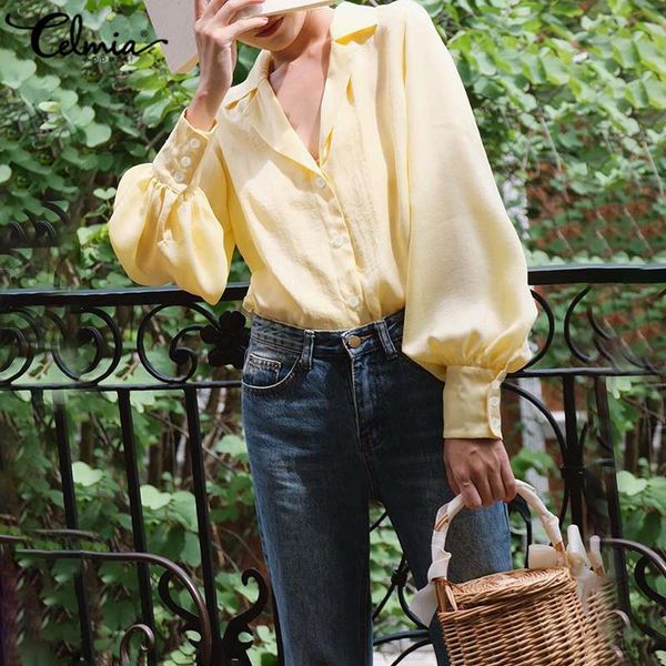 2020 celmia vintage loose blouses women casual lantern sleeve solid v-neck pleated shirt and plus size elegant blusas, White
2020 celmia vintage loose blouses women casual lantern sleeve solid v-neck pleated shirt and plus size elegant blusas, White
