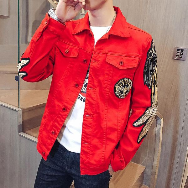 men's denim jacket wings embroidery casual fashion coat hip hop bomber jacket harajuku outwear streetwear black jackets m-5xl, Black;brown
men's denim jacket wings embroidery casual fashion coat hip hop bomber jacket harajuku outwear streetwear black jackets m-5xl, Black;brown