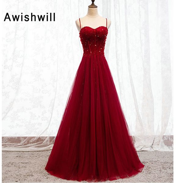 floor length burgundy evening dress elegant spaghetti strap beadings tulle a line sleeveless women long formal party dress, White;black
floor length burgundy evening dress elegant spaghetti strap beadings tulle a line sleeveless women long formal party dress, White;black