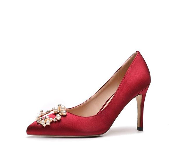 luxury bridesmaid wedding shoes women's pointed pearl water drill high heels party dress shoes designer lady red stiletto heel, Black
luxury bridesmaid wedding shoes women's pointed pearl water drill high heels party dress shoes designer lady red stiletto heel, Black
