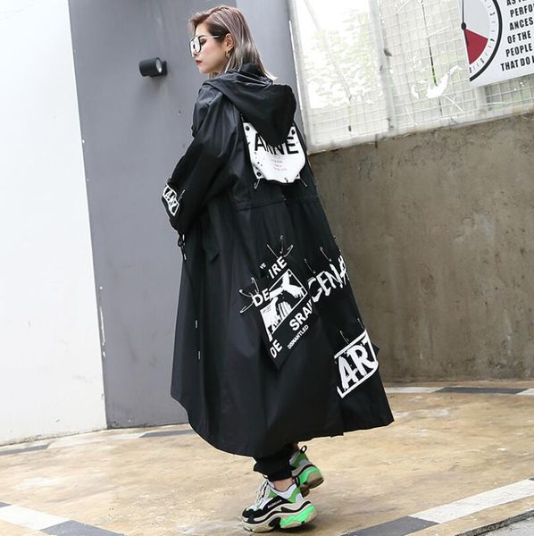 2019 autumn female oversized hooded trench coat women letter pattern patch designs pins punk rock single-breasted overcoat w900, Tan;black
2019 autumn female oversized hooded trench coat women letter pattern patch designs pins punk rock single-breasted overcoat w900, Tan;black