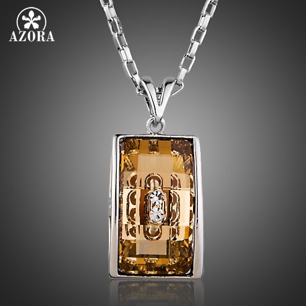 azora fashion jewelry rectangle champagne stellux austrian crystal pendant necklace tn0181, Silver
azora fashion jewelry rectangle champagne stellux austrian crystal pendant necklace tn0181, Silver