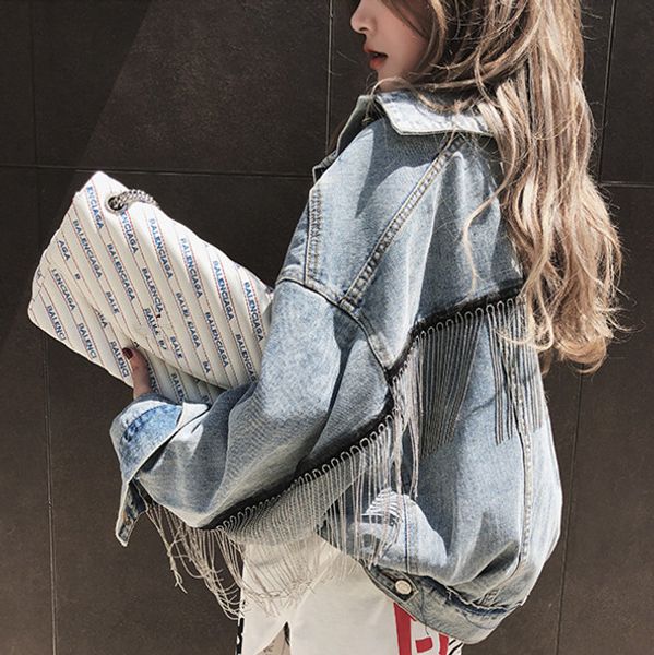 hamaliel women denim long batwing sleeve jacket spring beading tassle short loose girl jeans coats fashion harajuku outerwear, Black;brown
hamaliel women denim long batwing sleeve jacket spring beading tassle short loose girl jeans coats fashion harajuku outerwear, Black;brown