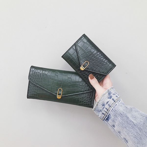 

2019 women pu leather wallet female card holders purse wallets alligator women's money bag clutch 392, Red;black