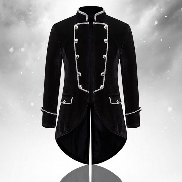 cysincos men steampunk vintage coat stand collar double breasted solid gothic jackets male long sleeve slim outerwear, Black
cysincos men steampunk vintage coat stand collar double breasted solid gothic jackets male long sleeve slim outerwear, Black
