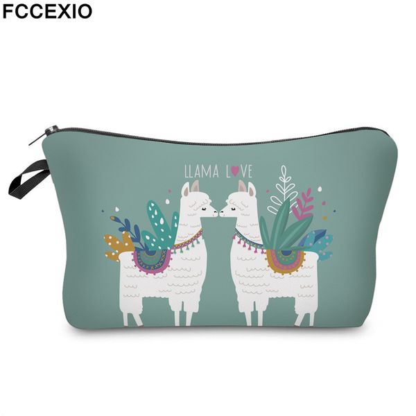 new style waterproof makeup bag printing llama love cosmetic bags travel cosmetic pouchs organizer storage dropshipping