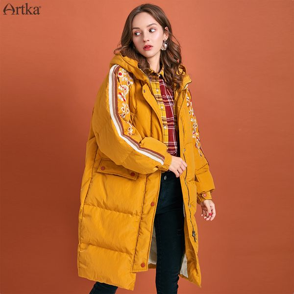 artka 2019 winter new women's down coat 90% white duck down extremely warm outwear hooded embroidered long jacket zk10195d, Black
artka 2019 winter new women's down coat 90% white duck down extremely warm outwear hooded embroidered long jacket zk10195d, Black