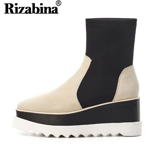 rizabina women real leather winter stretch boots mixed colors brand thick bottom shoes high heels daily ankle boots size 34-39, Black
rizabina women real leather winter stretch boots mixed colors brand thick bottom shoes high heels daily ankle boots size 34-39, Black