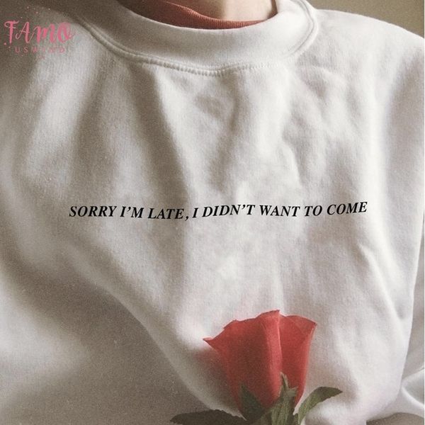 fashionshow jf sorry im late, i didnt want to come cotton t shirt women funny harajuku tee shirt femme causal, White
fashionshow jf sorry im late, i didnt want to come cotton t shirt women funny harajuku tee shirt femme causal, White