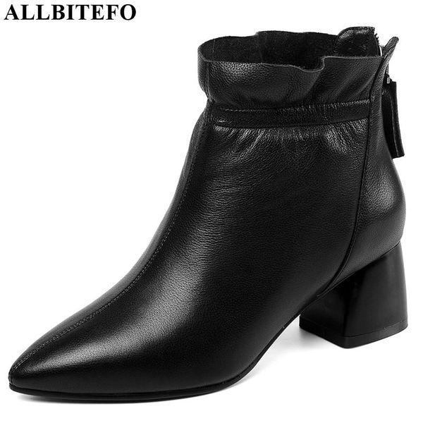 allbitefo natural genuine leather pointed toe women boots simple style ankle boots autumn winter fashion comfortable, Black
allbitefo natural genuine leather pointed toe women boots simple style ankle boots autumn winter fashion comfortable, Black