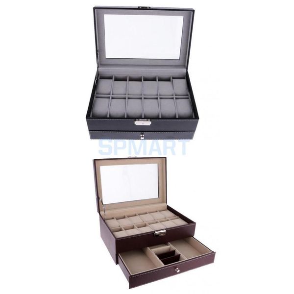12 slots 2 layers watch organizer box pu leather display glass jewelry storage case, Black;blue
12 slots 2 layers watch organizer box pu leather display glass jewelry storage case, Black;blue