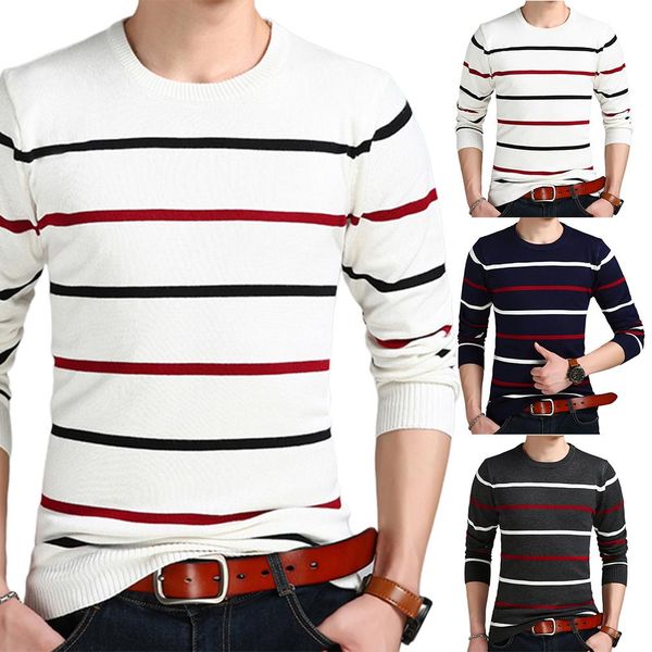 plus size men casual o neck long sleeve stripes pullover slim knitted sweater men's striped crocheted wool, White;black
plus size men casual o neck long sleeve stripes pullover slim knitted sweater men's striped crocheted wool, White;black