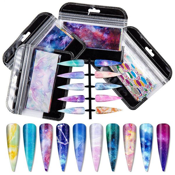 10pcs holographic nail art foils set gradient starry sky flower paper marble shining classic design slider for nails decorations, Black
10pcs holographic nail art foils set gradient starry sky flower paper marble shining classic design slider for nails decorations, Black