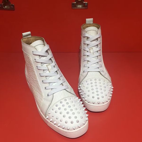 fashion brand paris homme red bottom spiked sneakers high men flats genuine leather with folds grains evening party dress trainers, Black
fashion brand paris homme red bottom spiked sneakers high men flats genuine leather with folds grains evening party dress trainers, Black