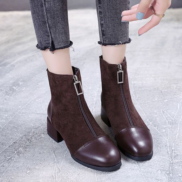 british style autumn and winter new style short tube front zipper suede plus velvet mid-heel fashion nude boots j12-33, Black
british style autumn and winter new style short tube front zipper suede plus velvet mid-heel fashion nude boots j12-33, Black