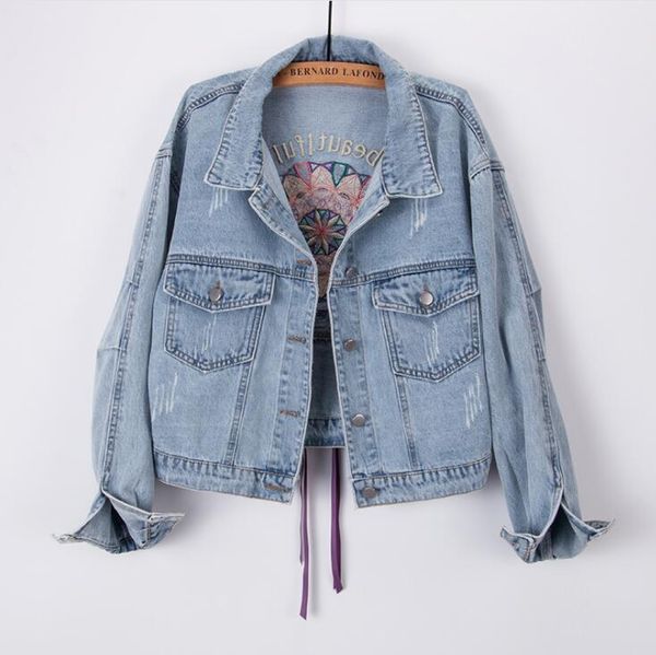 new loose denim women's jacket bf loose student embroidery short denim women's jacket 2019 autumn, Black;brown
new loose denim women's jacket bf loose student embroidery short denim women's jacket 2019 autumn, Black;brown