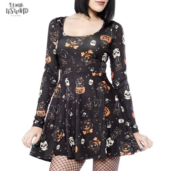 women above knee/ mini halloween vampire skull print casual long sleeve swing mini dress halloween party vestidos sj393v, Black;gray
women above knee/ mini halloween vampire skull print casual long sleeve swing mini dress halloween party vestidos sj393v, Black;gray