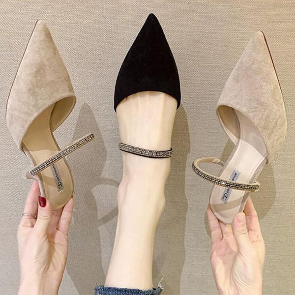 crystal band pointed toe flock slippers women slip on flip flops outside closed toe shoes woman stiletto high heels slides 2020, Black
crystal band pointed toe flock slippers women slip on flip flops outside closed toe shoes woman stiletto high heels slides 2020, Black