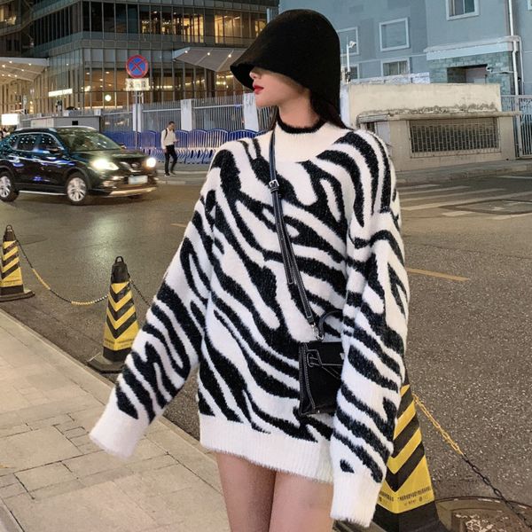 lanmrem 2019 korean version of the zebra pattern long-sleeved sweater women's autumn and winter new loose bottoming shirt yh657, White;black
lanmrem 2019 korean version of the zebra pattern long-sleeved sweater women's autumn and winter new loose bottoming shirt yh657, White;black