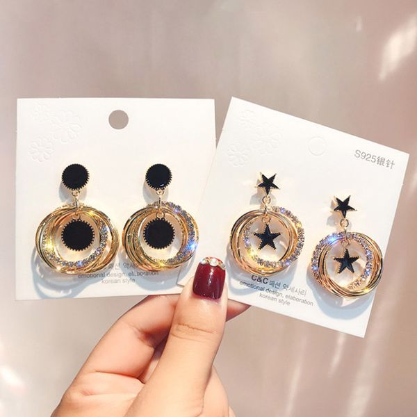 korean version of the exaggerated stars round geometric crystal multi-layer crystal tassel earrings popular girl birthday gift, Silver
korean version of the exaggerated stars round geometric crystal multi-layer crystal tassel earrings popular girl birthday gift, Silver