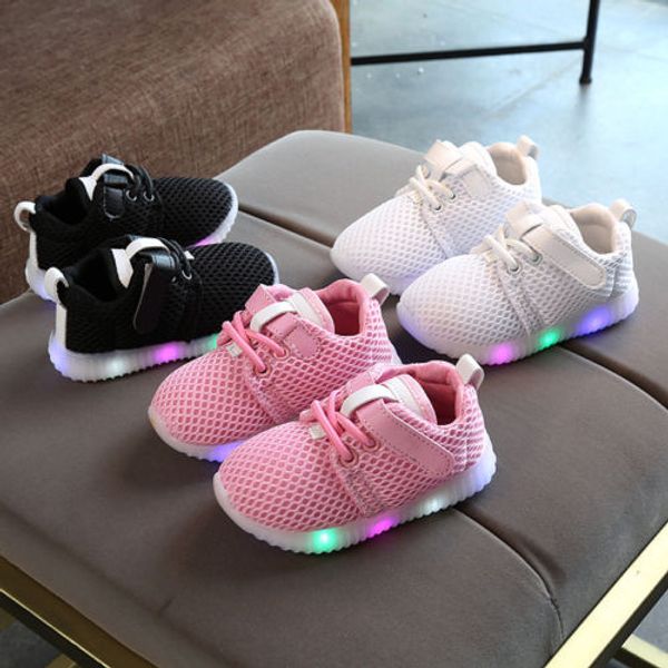 

newborn toddler baby boys girls kids luminous sneakers shine light up shoes led sport first walkers shoes, Black