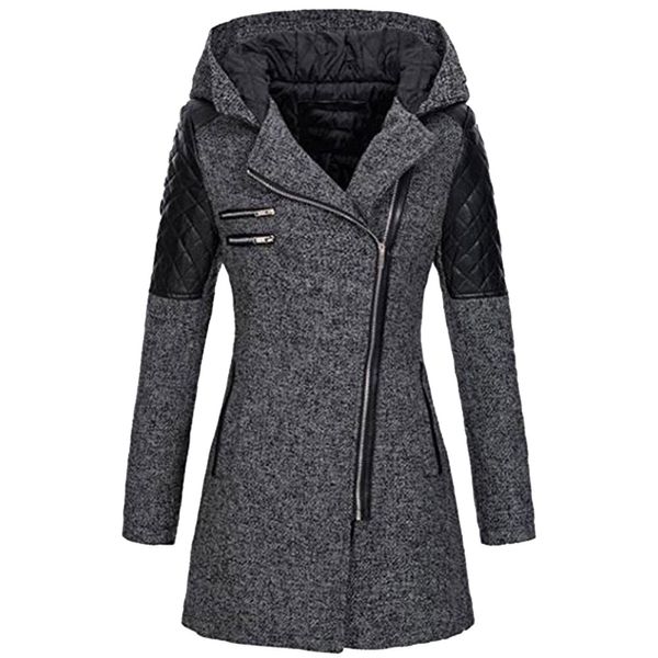 

women jacket winter long thick pocket parka hooded zipper plus size 5xl ladies slim patchwork outwear coats #zer, Black