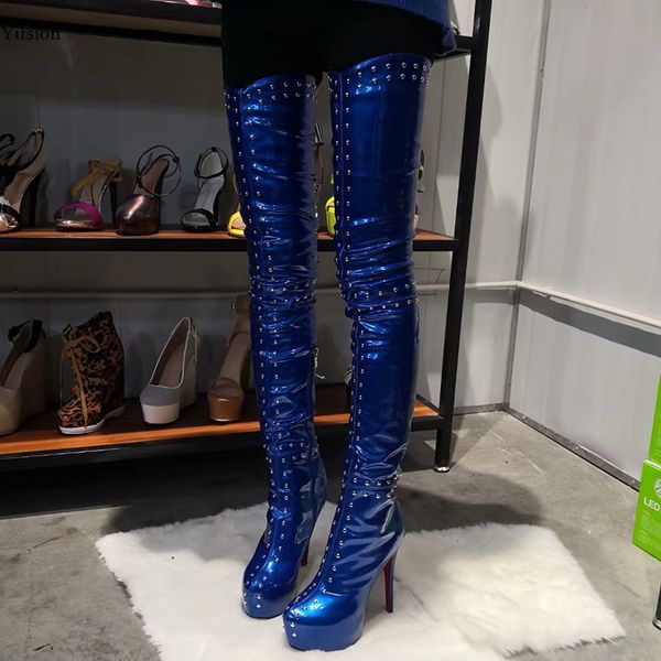 yifsion new arrival women platform thigh high boots stiletto high heels boots round toe blue party shoes women plus us size 5-15, Black
yifsion new arrival women platform thigh high boots stiletto high heels boots round toe blue party shoes women plus us size 5-15, Black
