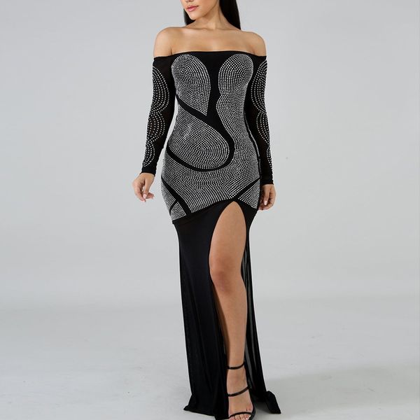 vintage dress women slash neck collar long sleeved dress slit split sequin maxi plus size patchwork floor-length#3, Black;gray
vintage dress women slash neck collar long sleeved dress slit split sequin maxi plus size patchwork floor-length#3, Black;gray