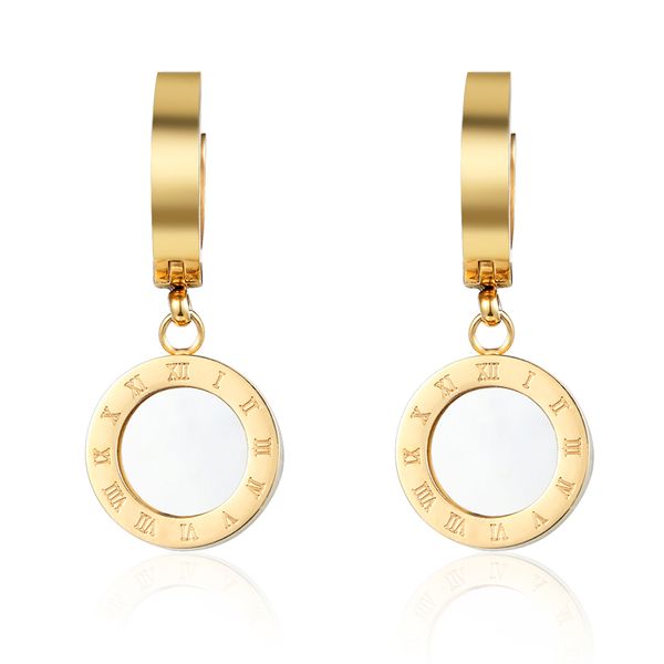 2 sizes stainless steel enamel and shell roman numeral drop earrings for women gold color woman jewelry earring, Silver
2 sizes stainless steel enamel and shell roman numeral drop earrings for women gold color woman jewelry earring, Silver