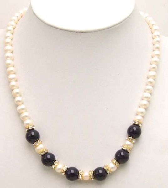 big 7-8mm freshwater natural white pearl & 12mm black stone 17 inch necklace -5360 ing, Silver
big 7-8mm freshwater natural white pearl & 12mm black stone 17 inch necklace -5360 ing, Silver