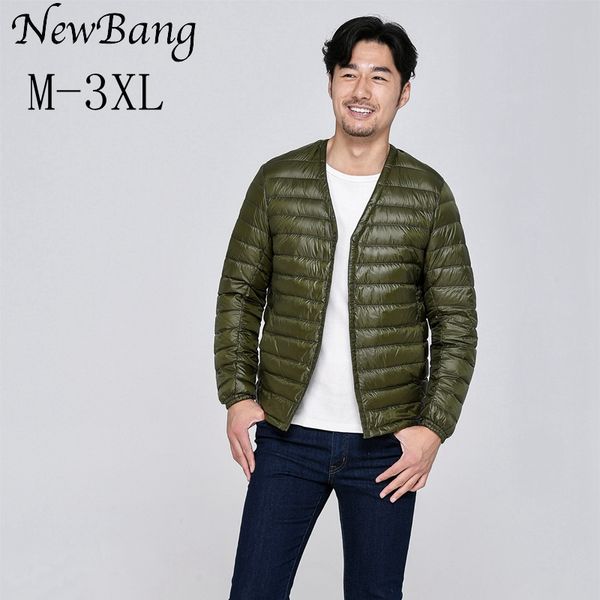 newbang brand ultra light down jacket men single breasted portable v neck spring autumn winter without collar warm liner, Black
newbang brand ultra light down jacket men single breasted portable v neck spring autumn winter without collar warm liner, Black