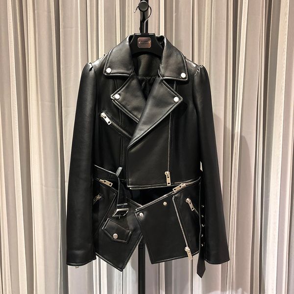 2019 spring autumn women genuine leather sheepskin black jackets hem detachable belt short real leather coat w1791
2019 spring autumn women genuine leather sheepskin black jackets hem detachable belt short real leather coat w1791