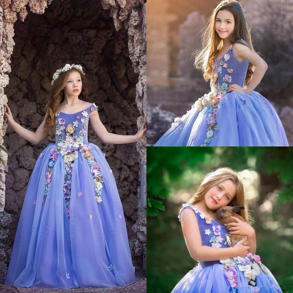 princess flower girls dresses colorful 3d floral appliques kids teens pageant gowns birthday party dress for wedding cooktail gown, White;blue
princess flower girls dresses colorful 3d floral appliques kids teens pageant gowns birthday party dress for wedding cooktail gown, White;blue