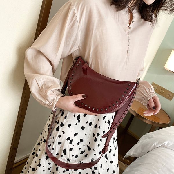 rivets pu leather crossbody bags for women 2020 small shoulder messenger bag female travel handbags and purses