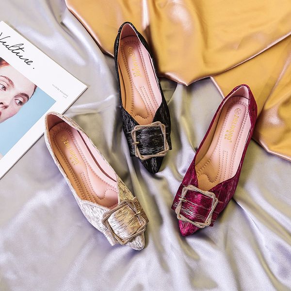 pointed toe flats shoes woman slip on shoes for women shallow gold buckle spring for ladies zapatos mujer s15, Black
pointed toe flats shoes woman slip on shoes for women shallow gold buckle spring for ladies zapatos mujer s15, Black
