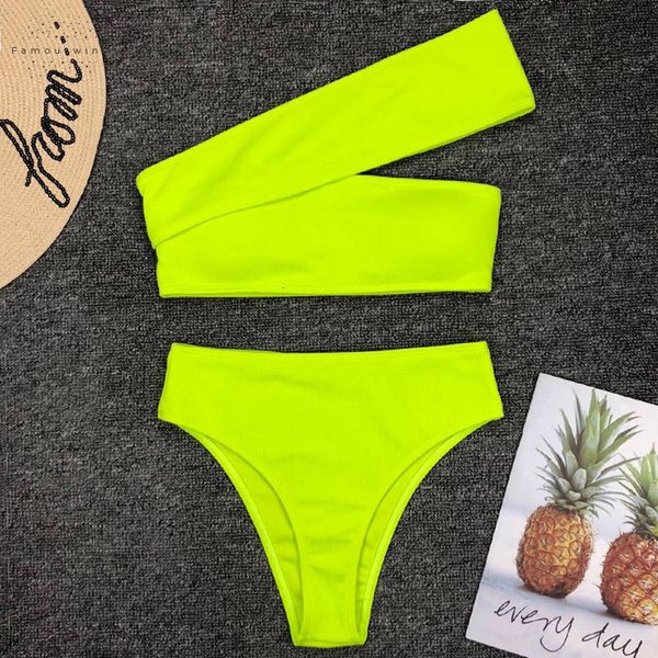 swimwear 2019 neon green high waist bikini women swimsuit ribbed one shoulder female bikini set brazilian bathing suit swim, White;black
swimwear 2019 neon green high waist bikini women swimsuit ribbed one shoulder female bikini set brazilian bathing suit swim, White;black
