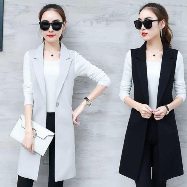 summer gilet slim black sleeveless blazer vest long cardigan vest sleeveless coat outerwear waistcoat female dv548, Black;white
summer gilet slim black sleeveless blazer vest long cardigan vest sleeveless coat outerwear waistcoat female dv548, Black;white