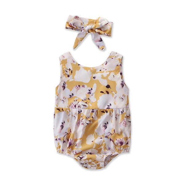 2019 toddler newborn infant baby girl bodysuit floral yellow purple summer sleeveless round neck jumpsuit headband cotton outfit, Blue
2019 toddler newborn infant baby girl bodysuit floral yellow purple summer sleeveless round neck jumpsuit headband cotton outfit, Blue